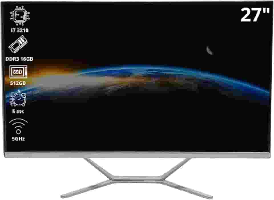Computador Touchscreen All in One 27" IPS Full HD Intel Core i7 3210 SSD 512GB, 16GB RAM DDR3, Wi-Fi 5GHz com Alto-Falantes Integrados e Porta HDMI