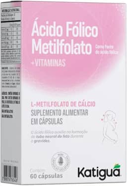 Katiguá, Ácido Fólico Metilfolato, Com vitaminas, Sem Sabor, 30 Cápsulas rígidas • 30 doses