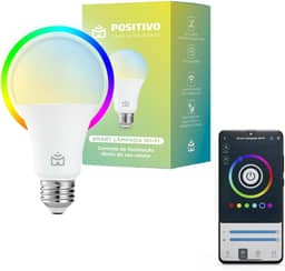 Smart Lâmpada Wi-Fi Positivo Casa Inteligente, Iluminação Branca (Quente e Fria) e RGB (Até 16 Milhões de Cores), 9W, 806 Lúmens, LED, Bivolt, Compatível com Alexa e Google Assistente