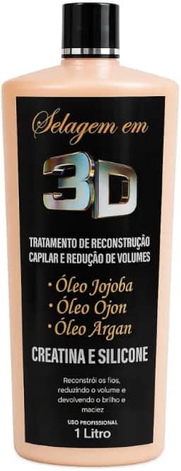 Selagem 3D Profissional 1L – Tratamento Capilar de Reconstrução, Nutrição e Brilho, Com Óleos de Jojoba, Ojon e Argan, Compatível Todos Tipos de Cabelo, Uso Profissional