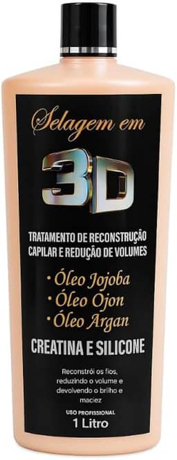 Selagem 3D Profissional 1L – Tratamento Capilar de Reconstrução, Nutrição e Brilho, Com Óleos de Jojoba, Ojon e Argan, Compatível Todos Tipos de Cabelo, Uso Profissional