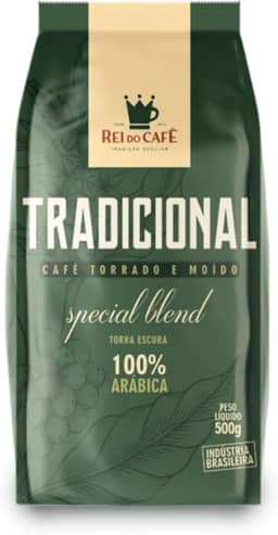 Café Moido Tradicional Torrado 250g REI DO CAFE 100% Arábica Alta Mogiana Torra Escura Cafeteria Tradicional de Santos