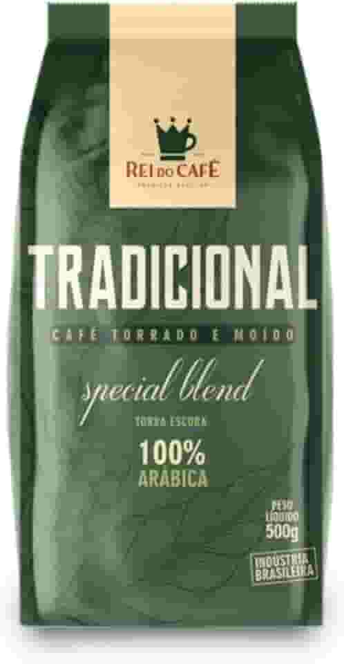 Café Moido Tradicional Torrado 250g REI DO CAFE 100% Arábica Alta Mogiana Torra Escura Cafeteria Tradicional de Santos