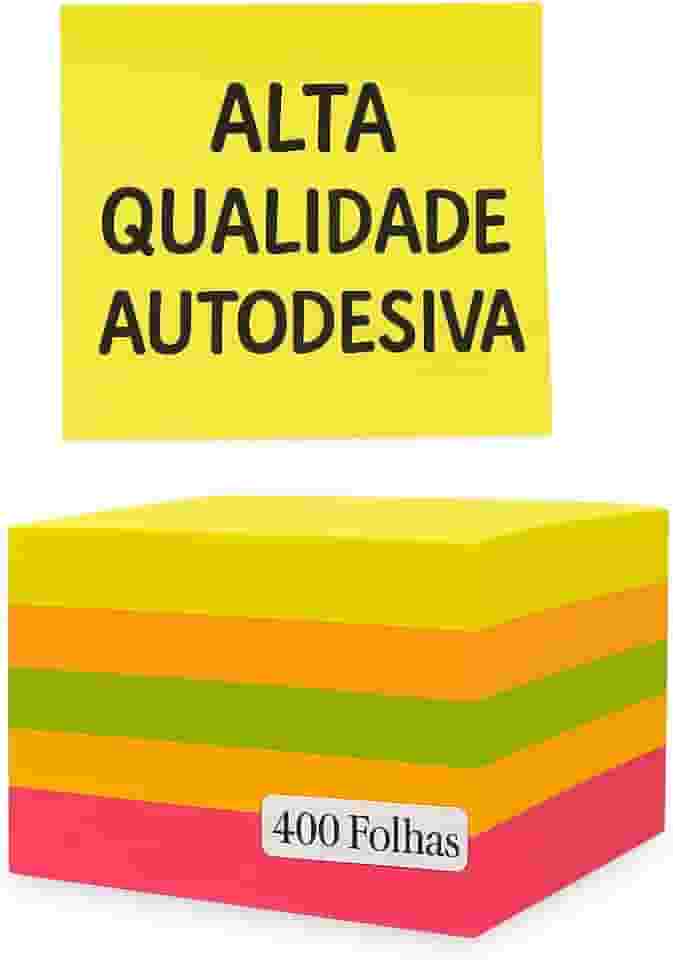 Bloco de Notas, Autoadesiva, 400 Folhas de Anotação 76 x 76mm 5 cores