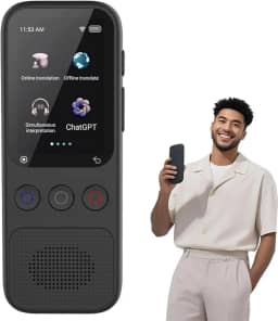 Dispositivo tradutor de idiomas AI, tradução instantânea de voz bidirecional Protable em 138 idiomas, modo online/offline com IA avançada, ideal para viagens, negócios, aprendizado