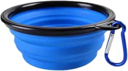 Comedouro E Bebedouro Portátil Dobrável Para Pets 350ml (Azul)