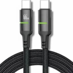 Cabo USB-C Tipo C 66w Trançado De Nylon Preto Compativel com Iphone 15,15 Pro/Max, Compativel iphone16,16 Pro/Max IOS/Android Certificado Premium Reforçado