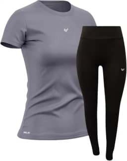 Conjunto Academia Feminino: Calça Legging + Camiseta Dry Fit Esportiva
