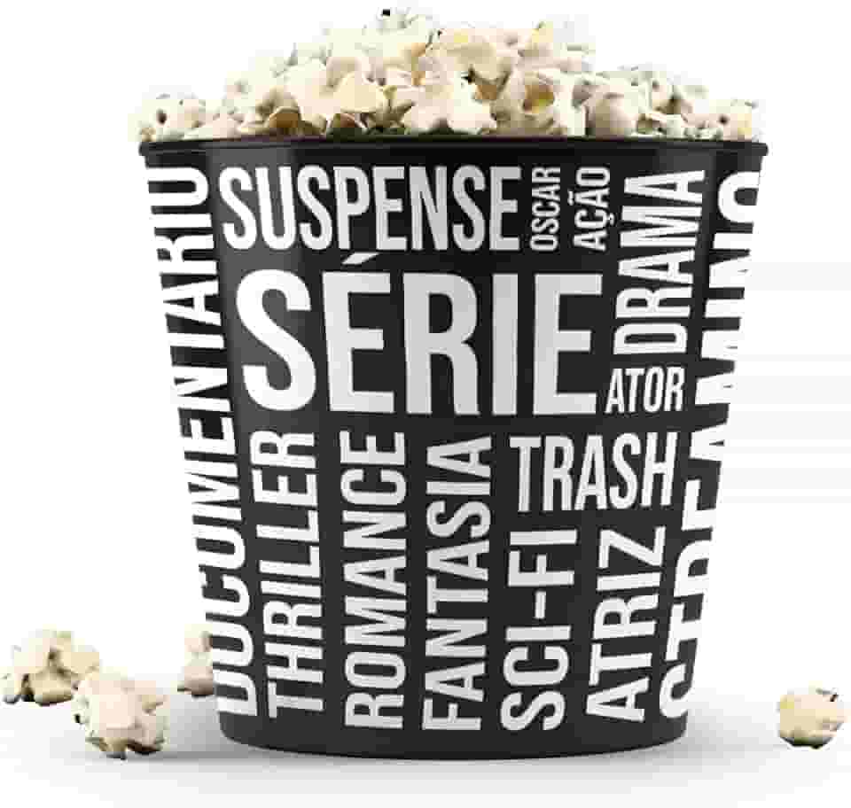 Balde de Pipoca, 3,5 litros, modelo CINÉFILOS, escrita branca