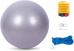 Bola Pilates Yoga Abdominal Ginástica Fitness 65 cm C/Bomba PRATA