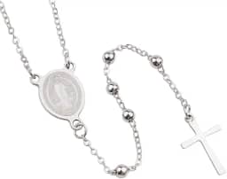 Terço em Aço Inox Prateado