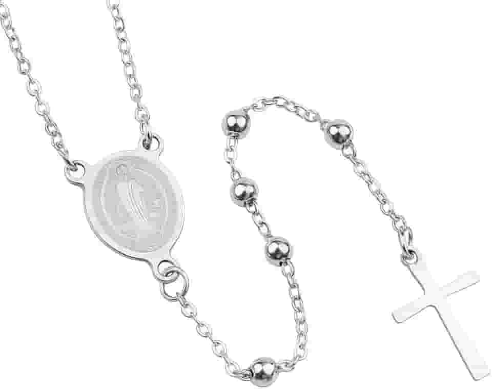 Terço em Aço Inox Prateado