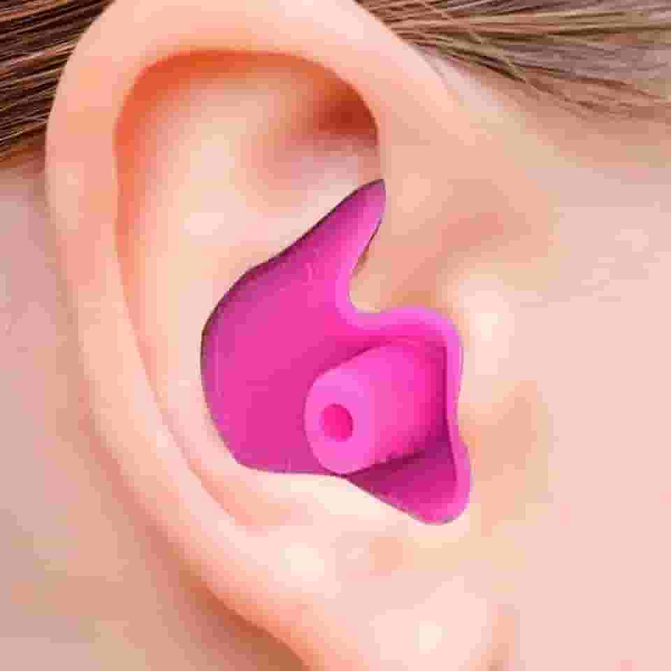Protetor de Ouvido para Natação em Silicone Flexível, Tampão Auricular - Adulto (Rosa, Tamanho único)
