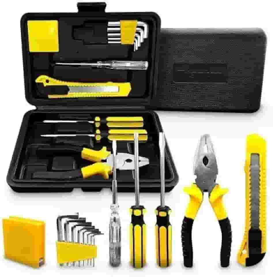Kit de Ferramentas Manuais com 11 Peças, Maleta Organizadora, Alicates e Chaves Sextavadas