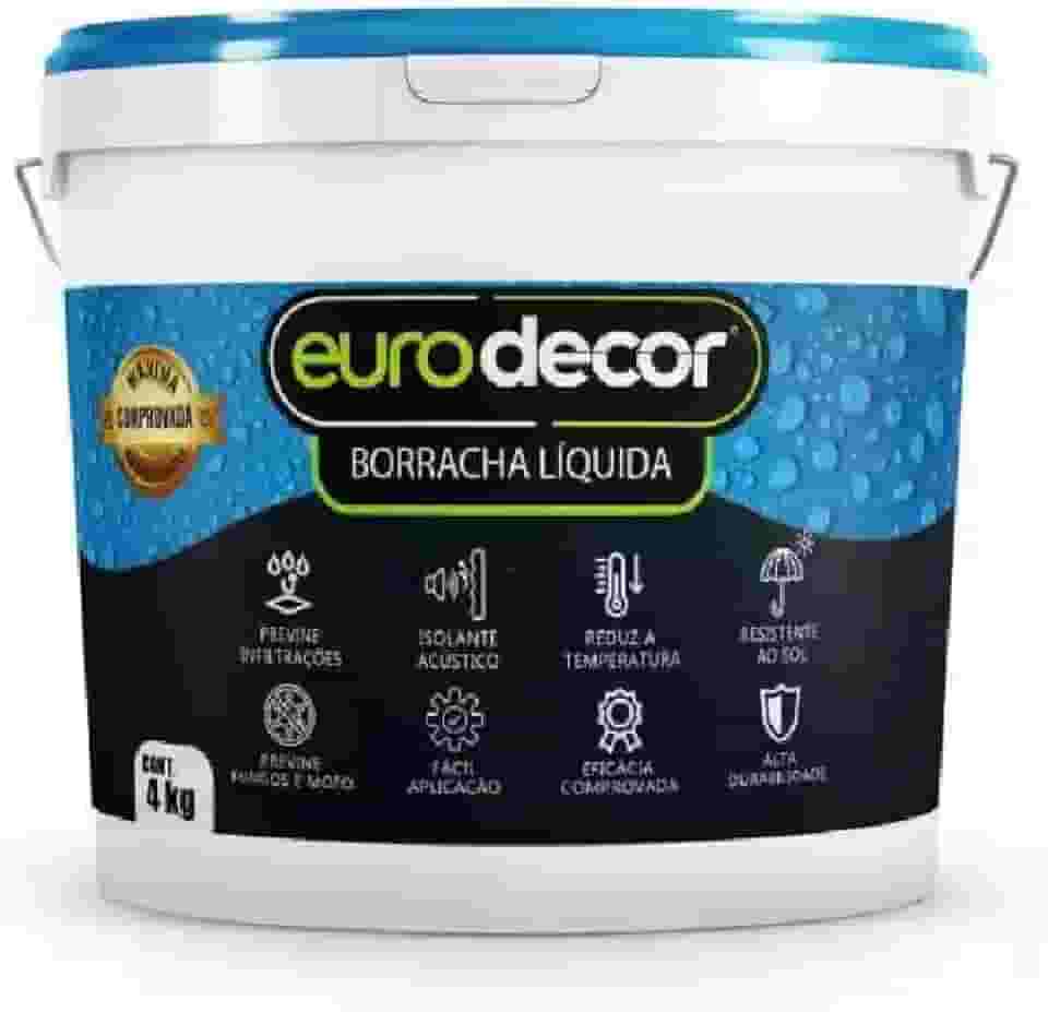 Borracha Líquida Manta Impermeável Premium Euro Decor 4KG Tinta Emborrachada Flexível (Crômio)