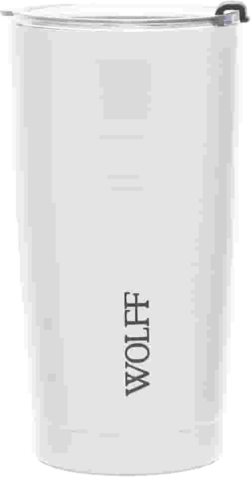 WOLFF - Copo Térmico de Aço Inox Parede Dupla Com Tampa 600ml Branco - Para Viagem - Mantém a Bebida na Temperatura Ideal