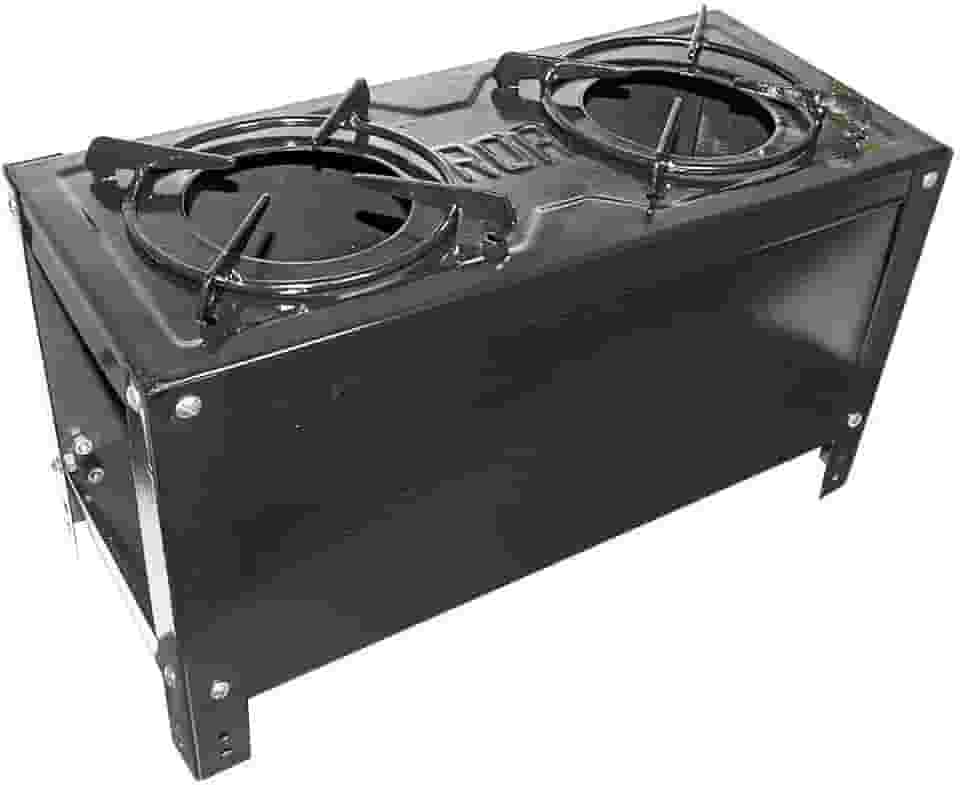 Roa Fogão a Lenha 2 Bocas Portátil com Grelha Esmaltada