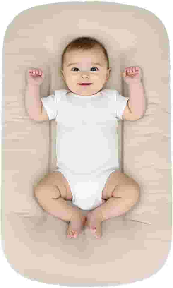 Espreguiçadeira para bebês de 0 a 24 meses, espreguiçadeira biônica orgânica, algodão macio, respirável, assentos e espreguiçadeiras para chá de bebê recém-nascido (Vívido)