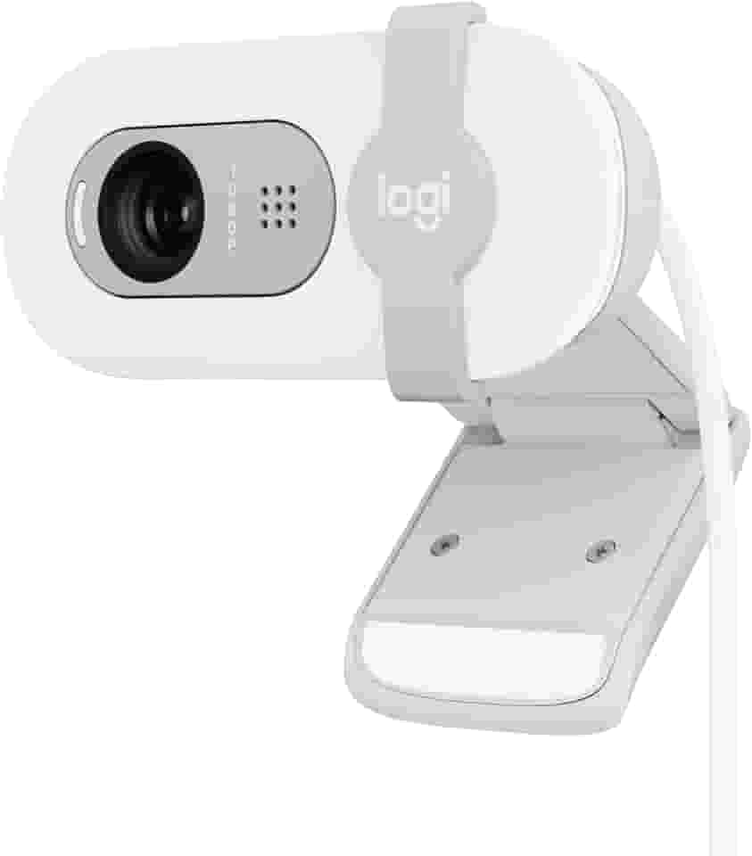 Webcam Full HD Logitech Brio 100 com Microfone Integrado, Proteção de Privacidade, Correção Automática de Luz e Conexão USB-A - Branco