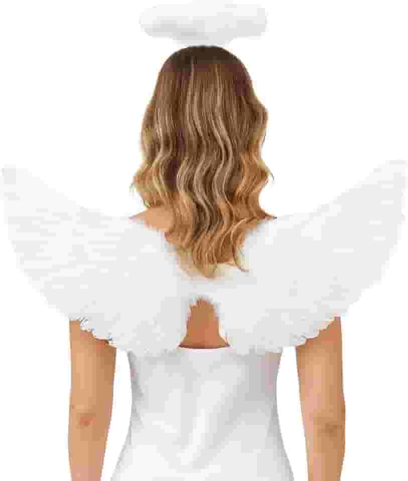 Kit Fantasia Asa De Anjo E Tiara Com Led Carnaval Festa Halloween Adulto