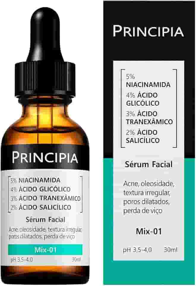 PRINCIPIA, Sérum 5% Niacinamida + 4% Glicólico + 3% Tranexâmico + 2% Salicílico Principia Skincare Mix-01 - Anti-acne com 30ml