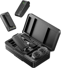 ULANZI A100 Microfone de lapela sem fio Microfone de lapela para câmera e telefone com USB C/3,5 mm/plugue, 32KHz 16Bit, cancelamento de ruído, bateria de 13,5 horas
