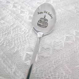 Colher de presente de aniversário de 50 anos para mulheres e homens, presente de feliz aniversário de 50 anos, presente para papai, irmã, 50 anos, presente de aniversário para avó, colher de sobremesa