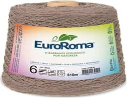 Barbante Colorido, Euroroma, 600 g, Bege, 4/6 Fios, Rolo de 610 Metros