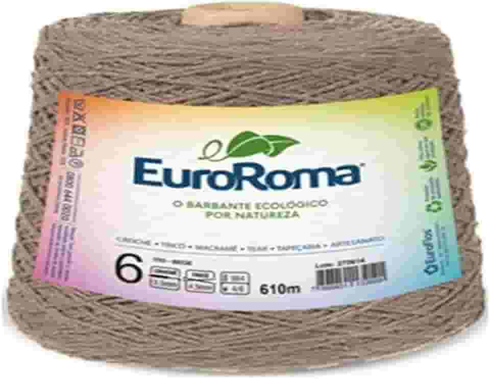 Barbante Colorido, Euroroma, 600 g, Bege, 4/6 Fios, Rolo de 610 Metros