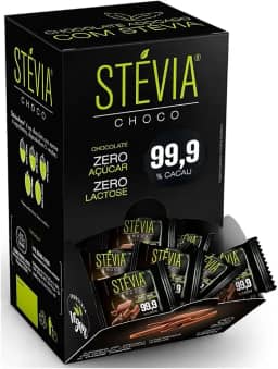 Chocolate 99,9% Cacau Zero Açúcar Zero Lactose 30x5g - Steviachoco