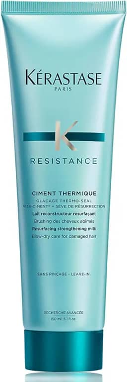 Kérastase Creme Resistance Protetor Térmico Ciment Thermique, Cabelos danificados ou quebradiços, Reconstrução, Vita-ciment, Sève de Réssurrection, 150 ml