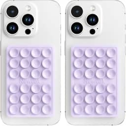 Pacote com 2 capas de telefone com sucção de silicone, suporte adesivo de silicone para iPhone e Android, aderência mãos livres para selfies e TikTok, presente para mulheres (roxo claro)