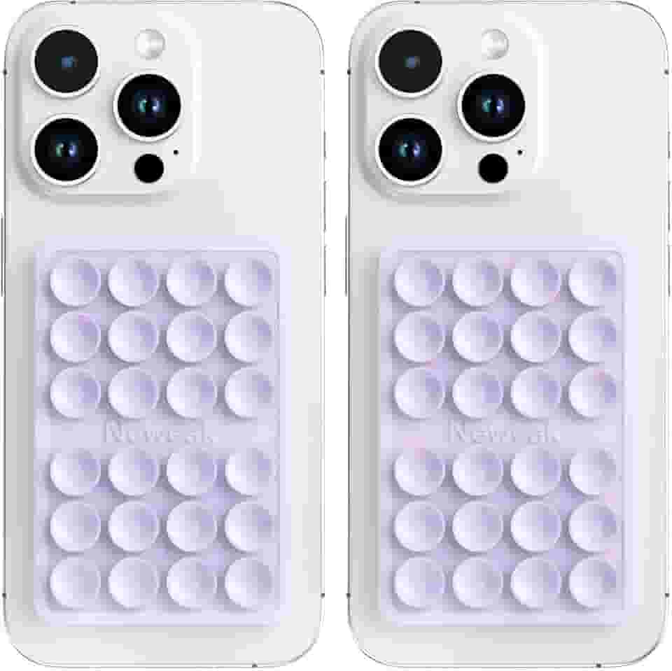 Pacote com 2 capas de telefone com sucção de silicone, suporte adesivo de silicone para iPhone e Android, aderência mãos livres para selfies e TikTok, presente para mulheres (roxo claro)