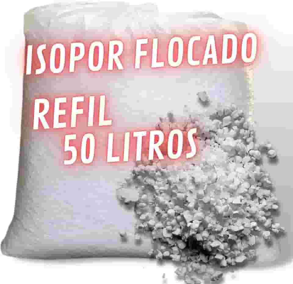 Isopor Flocado 50 litros para Enchimento de Puffs Almofadas Bichos de Pelúcia Artesanato Mistura na Fórmula de Concreto Leve e preenchimento interno de caixas p/proteção de objetos frágeis