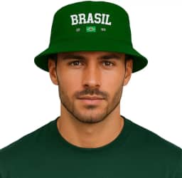 Chapéu Brasil Bucket Hat Com Bandeira Brasileira Praia Estilo Casual