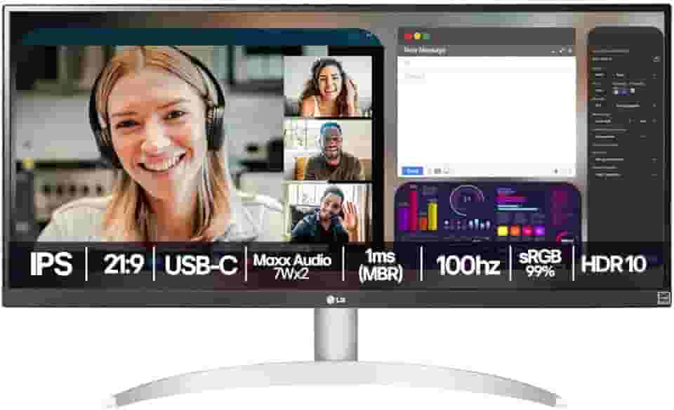 Monitor LG UltraWide™ - Tela IPS de 29", 21:9, USB-C, 7Wx2 MaxxAudio®, sRGB 99%, 100Hz - 29WQ600B