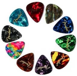 Kit com 10 Palhetas para Violão e Guitarra, 0,71mm, Multicoloridas em Perolado