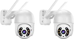 KIT 2 Câmeras de Segurança Domo WiFi PTZ externa, Câmera IP sem fio com visão de 360°, Visão noturna colorida, Áudio bidirecional, Detecção de movimento, Alerta de atividade - BELLA NET