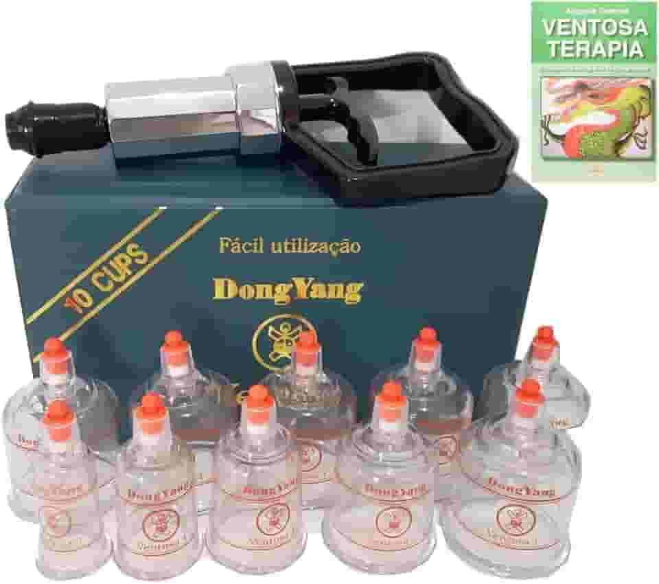 Kit De Ventosa 10 Copos Dong Yang com Livro Ventosaterapia