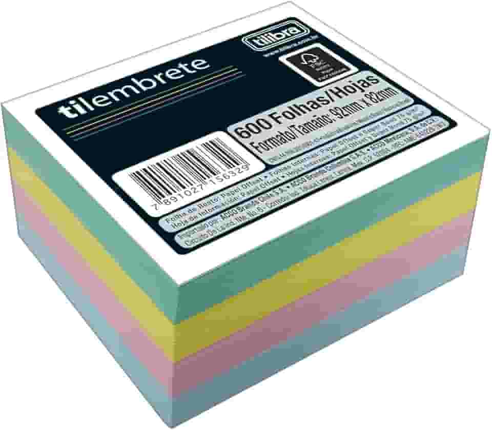 Tilibra - Bloco Tilembrete 92x82mm 600 Folhas 5 Cores - 1 un