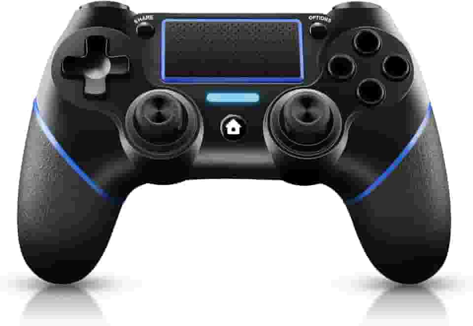 Controle Sem Fio PS4 para PlayStation 4/Pro/Slim/PC Laptop, Joypad Profissional PS4, Painel de Toque com Vibração Dupla, Modo Instantâneo para Compartilhar Joystick (Azul)