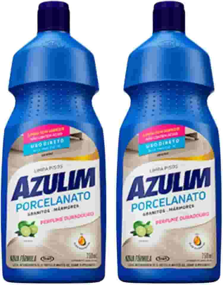 Kit com 2 Limpa Porcelanatos Azulim Citrus 750ml, Limpeza Eficiente e Aroma Cítrico
