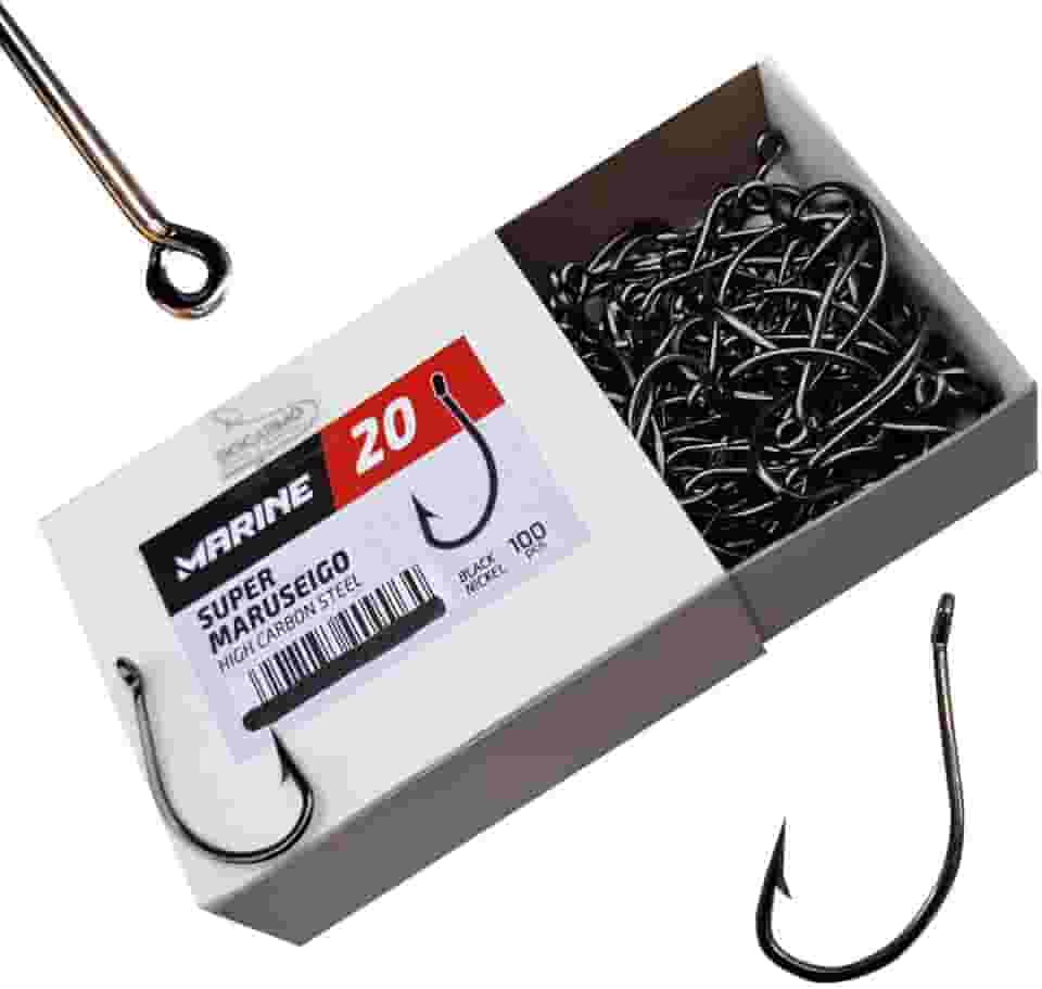 100 Anzol de Pesca Preto Marine Sport Super Maruseigo N°20
