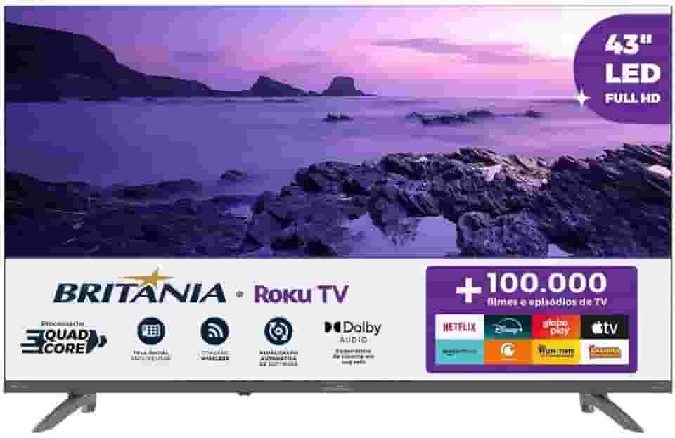 Smart TV 43” Britânia BTV43VA4REGB Roku TV LED Dolby Audio