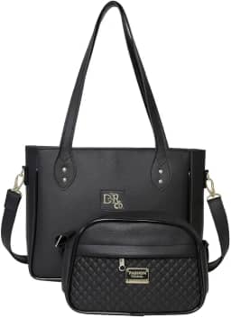 Bolsa Feminina em Couro Ecológico | Media com Alça Transversal + Pequena Multifuncional | kit 2 Moderno e Versátil para Dia a Dia