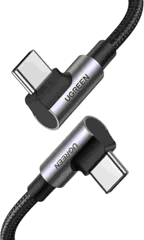 UGREEN Cabo USB C para USB C de 100 W, cabo tipo C de 90 graus para iPhone 15/15 Plus/15 Pro/15 Pro Max, MacBook Pro 2022, iPad Pro 2022, Samsung Galaxy S24/S23/Z Fold, Google Pixel, Switch, 3