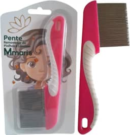 Pente Fino de Ferro Aço Inox Removedor de Piolhos e Lêndeas Cor Rosa Chiclete Extrator De Piolho M Mari'S