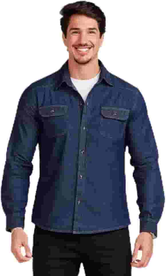 Camisa Social Jeans Slim Manga Longa
