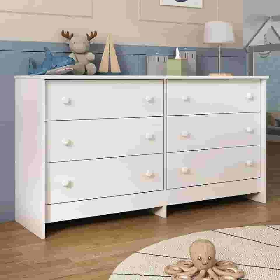 Cômoda Infantil 136cm com 6 Gavetas Flex Multimóveis Mp4262 Branco