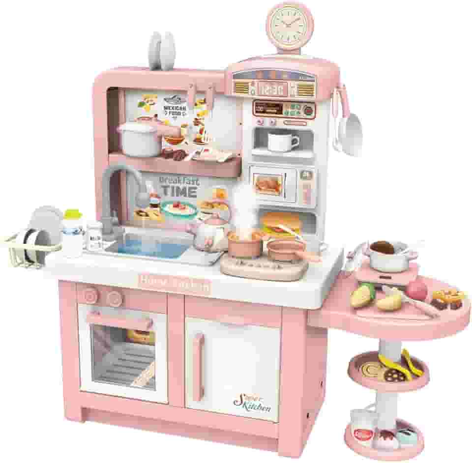 Replay Kids Cozinha Infantil Completa Forno e Fogão Grande Interativa Com Som, Luz, Fumaça e Torneira com Água Master Cook Rosa